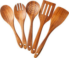 5 piezas de utensilios de cocina de madera antiadherentes para cocina