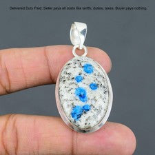 Colgante de plata esterlina ovalado K2 piedra jaspe hermana artesanal de moda único bisel