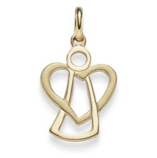 Anhänger Engel Engelchen mit Herz aus 585 Gelbgold 12x21mm Damen Halsschmuck Neu