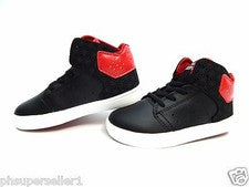 ZAPATOS ELÁSTICOS SUPRA NIÑO ATOM NEGRO ROJO BLANCO TALLA 6