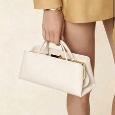 Elegante bolso de noche para mujer estilo francés vintage sin asas y correa elegante crema