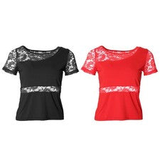 Mujer Lace Hollow Latin Sociedad Baile Competición Tops Falda Disfraz