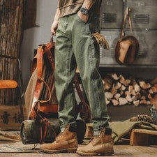28-40 Retro Estilo Americano Hombres Carga Recto Lápiz Pantalones Algodón Largos Pantalones