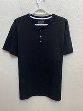 NUEVA Camisa Kenneth Cole Para Hombre Grande Negra Manga Corta Henley Camiseta Nueva con Etiquetas