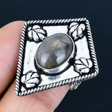 Anillo de joyería de plata esterlina 925 hecho a mano con piedras preciosas...