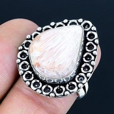 Scolecita piedras preciosas hechas a mano 925 anillo de joyería de plata...