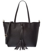 Bolso italiano de cuero Romy con asa superior para mujer negro