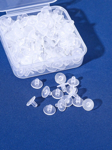 1 Caja de Tapones para Pendientes, Tapones de Silicona para Pendientes, Tapones de Goma Transparentes para Pendientes, Tapones de Oreja Suaves con Almohadillas, Tapones de Pendientes Hipoalergénico