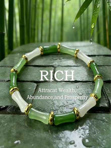1 pieza Brazalete de cuentas de cristal con nudo de bambú estilo chino, símbolo de riqueza y suerte, joyería para mujer, simboliza abundancia, regalo de bendición festiva