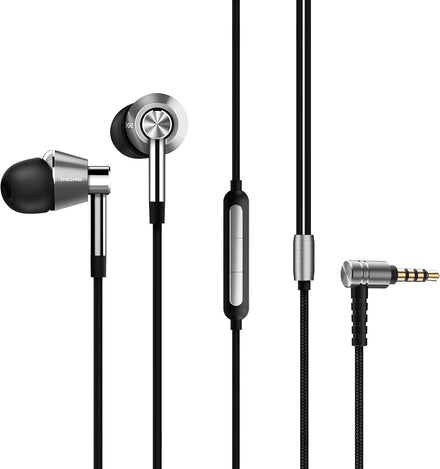 1MORE E1001 Ecouteur intra-auriculaire (couleur argent) très haute résolution triple driver (transducteur) - Casque avec microphone intégré et bouton télécommande multifonctions pour iOS et Android