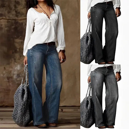 2026 Cross-Border Original European & American Vintage Casual Straight Wide-Leg Women's Hot-Selling Jeans