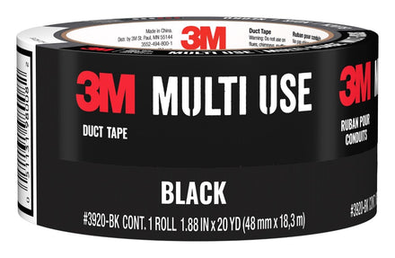 3M Cinta adhesiva de colores multiusos, negro, 1.88 pulgadas por 20 yardas, 3920-BK, 1 rollo