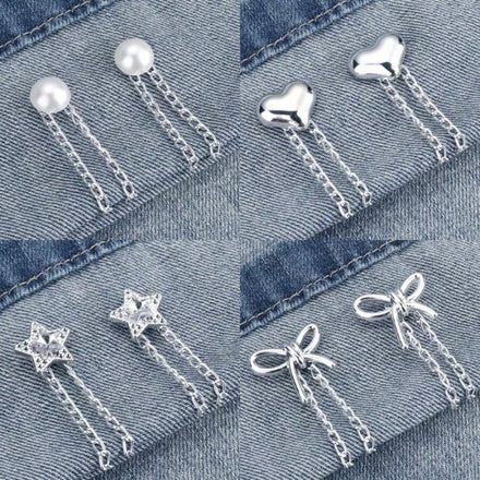 4 piezas de Clips de ropa multifuncionales, se pueden usar para doblar los pantalones, con formas de estrella, corazón y lazo de metal, adecuados para camisas, ropa, pantalones, se pueden u