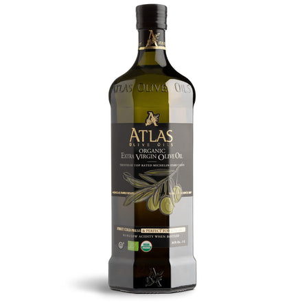 A ATLAS OLIVE OILS Aceite de oliva virgen extra orgánico prensado en frío rico en polifenoles Prensa en frío Ext. Virgen 34 onzas líquidas (paquete de 1)