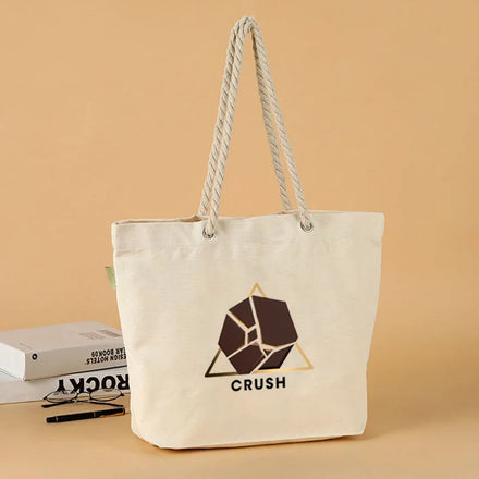 Large Straw Cotton Tote Shoulder with Waterproof Lining Canvas Beige Beach Tote Rope Handles Beach Bag