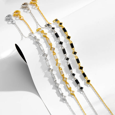 FUAMAY Plata 925 Silver Bridal Bracelets Link Bracelets White Stone Gemstone Bracelets Pulsera Para Mujer