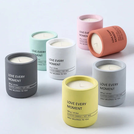 Best Selling Custom Printed Cylinder Colorful Cement Candle Jar Concrete Container Candle Vessel