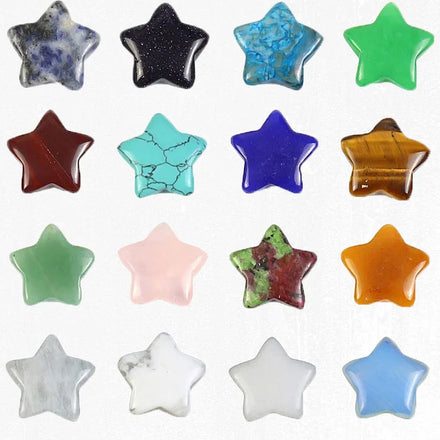 20mm Natural Stone Star Shape Loose Stone Hand Carved Crystal Amethyst Star Beads for Decoration Making 2cm