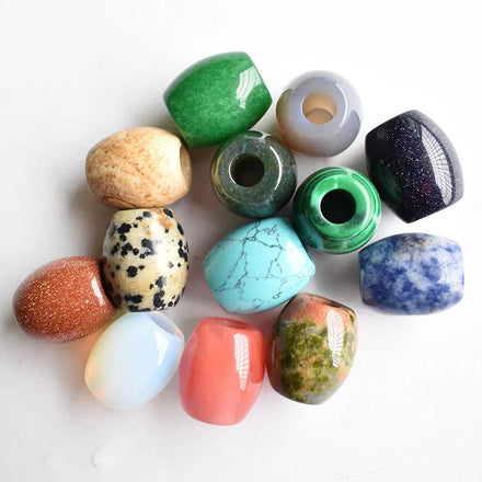 18mm X 16mm Rose Quartz Red Jasper Agate Tube Large Hole Gemstone Beads Big Hole Stone Beads for Jewelry Making Hole 5~6mm