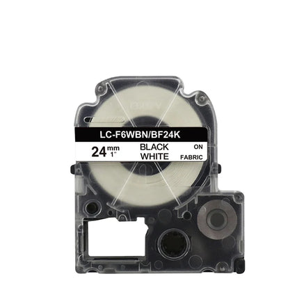 Tatrix SF24K LC-F6WBN/BF26K Fabric Iron-on Label Tape Black on White for Epson LW & King Jim SR Series Label Printer