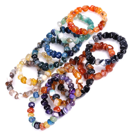 Colorful Candy Tumbled Agate Bracelet 8-12mm Natural Healing Crystal Stone Beaded Bracelet for Women Men