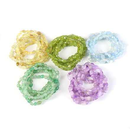Natural 5-8mm Freeform Aquamarine Stone Beaded Bracelets Healing Crystal Gemstone Nugget Bracelet for Women Mens Girls