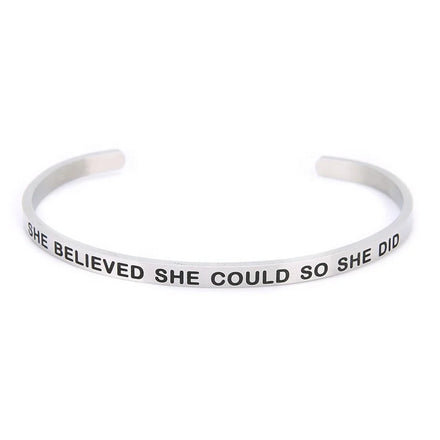 Birthday Graduation Friendship Gifts Personalized Custom Inspirational Engraved Cuff Bangle Bracelet Jewelry