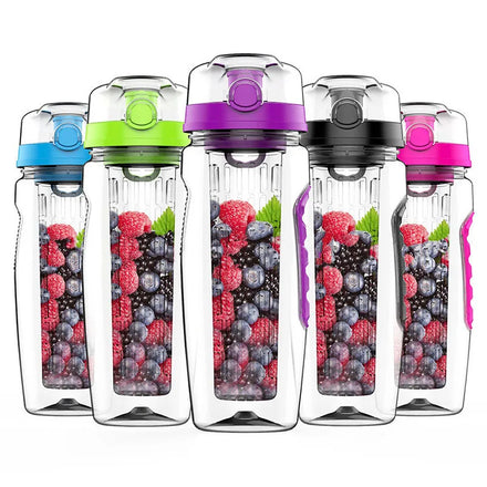 32OZ Eco-Friendly Tritan Material Fruit Infuser Water Bottle Minimalist Direct Drinking Shaker Bottles