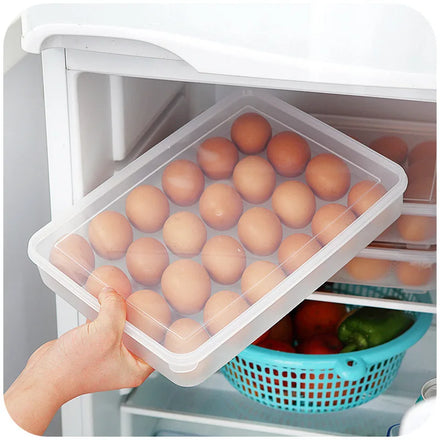 Kitchen Plastic Egg Holder Fridge Organizer with Lid Refrigerator Egg Storage Container