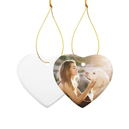 Qualisub Sublimation Ceramic Christmas Ornaments Blanks for DIY Printing in Heart Shape