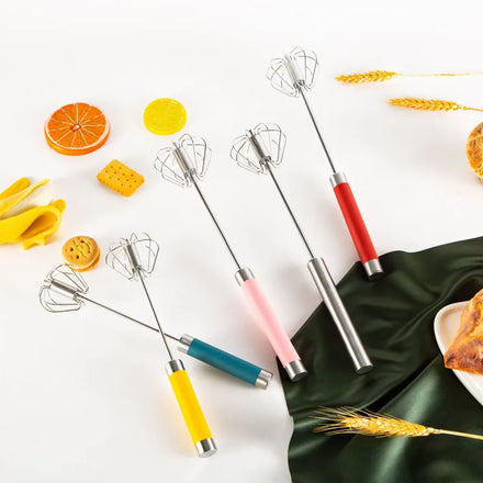 Stainless Steel Manual Hand Mixer Semi Automatic Commercial Rotary Egg Beater Whisk