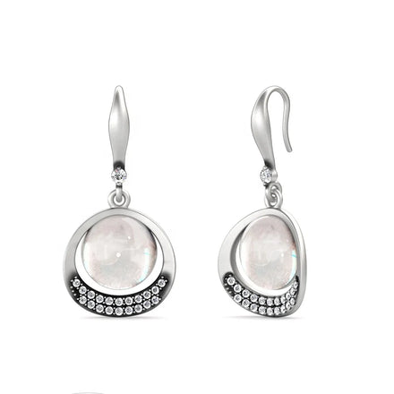 Hypoallergenic Nickel Free Statement Moonstone Dangle Drop Hook Earrings for Women Destiny Jewellery