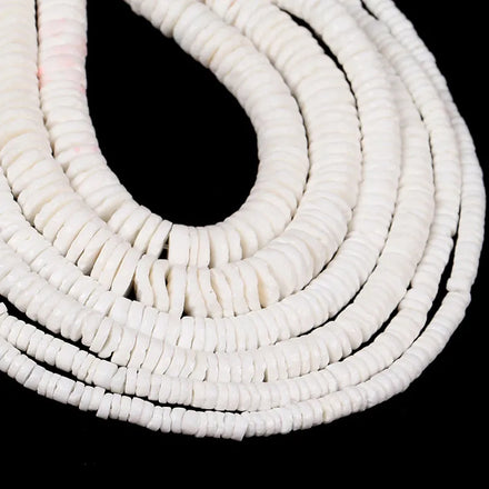 60CM 2-3mm 3-4mm 4-5mm 5-7mm Hand Cut Rondel Natural Philippine White Heishi Shell Beads for Spacer Jewelry Making