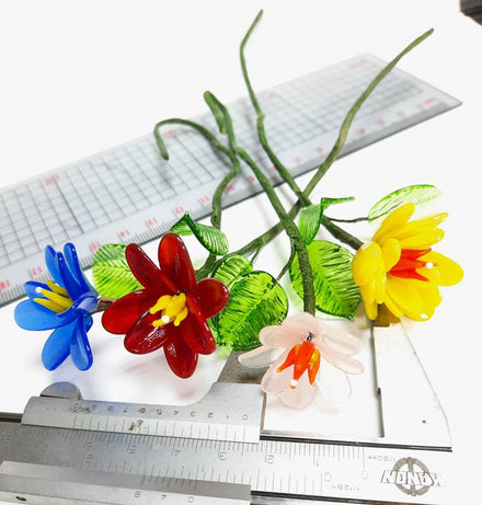 Factory Direct Handmade Wire Stem Murano Glass Folk Art Sculpture Flower Sustainable 17cm Europe