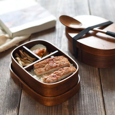 Hot Selling Japanese Luxury 2024 Wooden Eco Friendly Compartment Children Tiffin Lunch Box