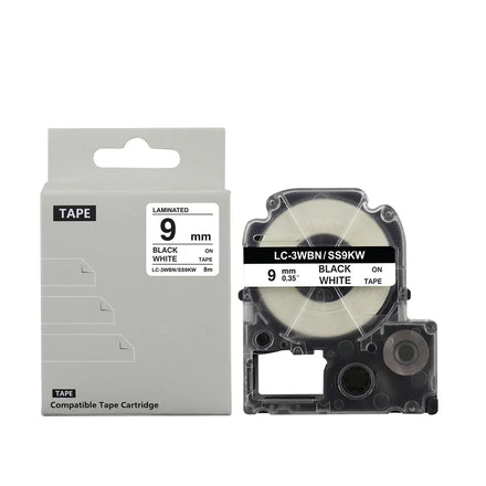 Tatrix SS9KW LC-3WBN LC3WBN 9mm Black on White Compatible Label Tape Cartridge for Epson for KING JIM Printer Label Tape