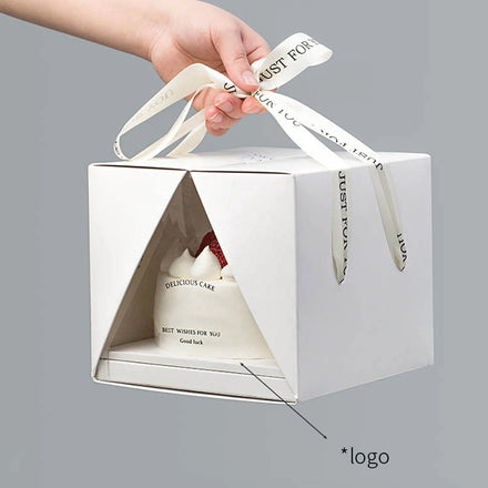 Custom Printing Cake Box Food Rigid Boxes Transparent Plastic Luxury Paperboard CMYK Elephant Bird Logo Wedding 4 6 8 10 12 Inch