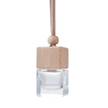 Modern Square Crystal Glass Vase with Cubic Wooden Bee Design Home Essential Oil Perfume Anniversary Hanging Decor Empty Bottle
