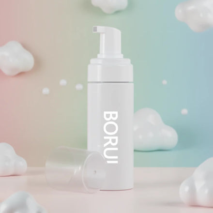 BULK Wholesale 150ml White Foam Pump Cosmetic Bottles for Skin Care Serum & Shampoo PET Plastic Round Pump Silk Screen Printing