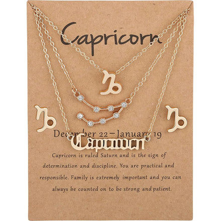 HOVANCI Hot Sale Starry 9 Old English Letter Twelve Zodic Vertical Necklace Bracelet Earrings Jewelry Set