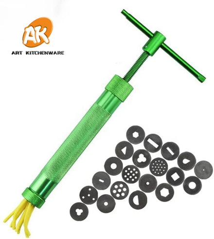 AK Sugar Paste Extruder with 20 Tips Sugar Craft Fondant Paste Extruder Clay Fondant Cake Decorating Tools Clay Extrud Tools DIY