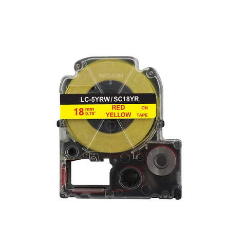 Tatrix SC18YR LC-5YRW LC5YRW 18mm Red on Yellow Compatible Label Tape Cartridge for Epson for KING JIM Label Printer Tape