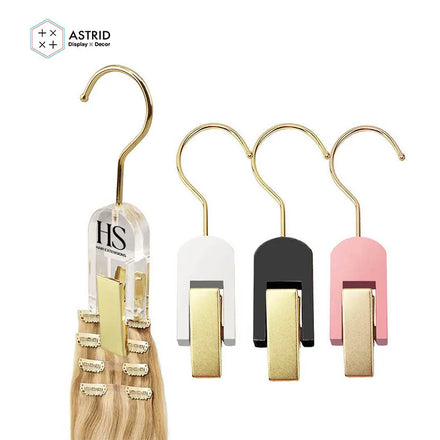 Astrid Custom Logo 18CM W4CM Multifunction Space Saving Modern Wardrobe Acrylic Holder Wooden Display Wig Clips Hair Extension