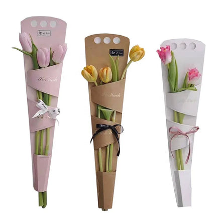 XJH Portable Flower Bag and Paper Box Christmas Rose Design Eco-Friendly Recycled Materials Embossed Matt Laminated Packaging