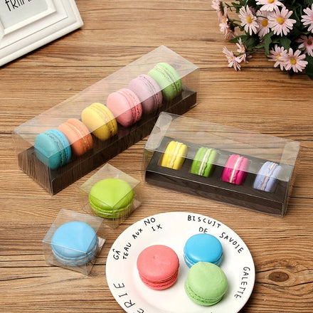 Transparent Food Grade PET Macaron Packaging Box Embossed and Matt Laminated for Baking and Jelly Box Type Folder