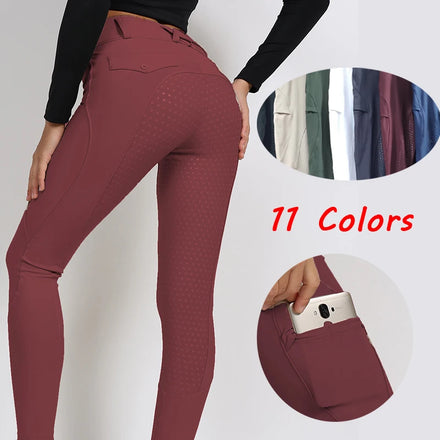 Burgundy Professional Horse Breeches Quick Dry Equestrian Jodhpurs Wholesale Ladies Riding Pants Grip Horse Racing Clothing
