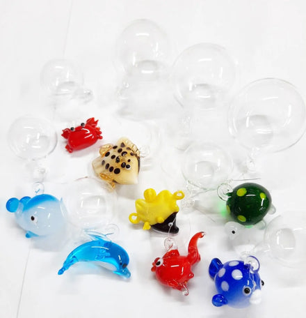 Mixed Design Handmade Floating Murano Glass Bubble Fish Colored 18-22cm Custom Shape Garden Decoration Glass Pot Fast Delivery