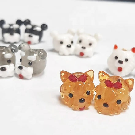 Handmade Mixed Design Glass Dog Beads Circle Shape 15-20cm Artistic Folk Art Jewelry Application Taiwan Chien Keng Brand Custom