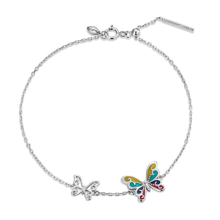14K Gold Plated S925 Sterling Silver Butterfly Bracelet - Adjustable Brilliant Fine Jewelry Gift for Women Hypoallergenic Custom