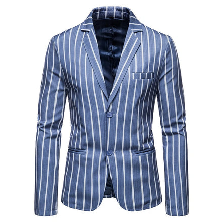 Spring Mens Vintage Leisure Blazers Lapel Collar Retro Jacket Patchwork Striped Coats Autumn Business Blazers Men Clothing